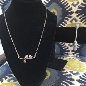 Love birds necklace and charm bracelet set